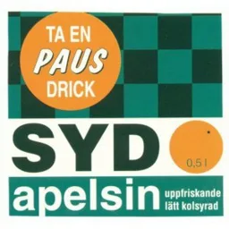 SYD apelsin TA EN PAUS DRICK uppfriskande lätt kolsyrad 0,5 l – varumärkesbild för Dryckesbolaget Gustav Vasa AB