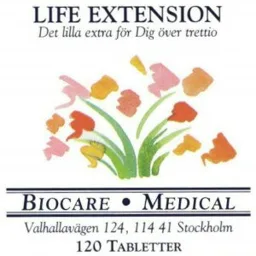 LIFE EXTENSION Det lilla extra för Dig under trettio BIOCARE MEDICAL Valhallavägen 124, 114 41 Stockholm 120 TABLETTER – varumärkesbild för Lemal AB