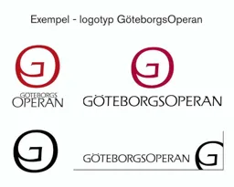 En kombination av GO samt ibland med tillägget GöteborgsOperan – varumärkesbild för GöteborgsOperan Aktiebolag