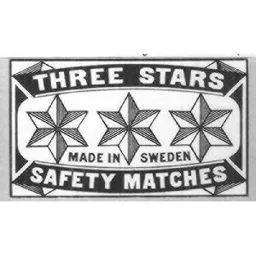 THREE STARS SAFETY MATCHES MADE IN SWEDEN – varumärkesbild för Swedish Match Industries Aktiebolag