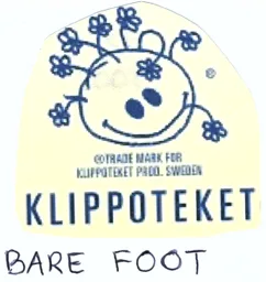 Trade mark for klippoteket pado.Sweden Klippoteket Bare foot – varumärke, Klippotekets Fabrik Aktiebolag