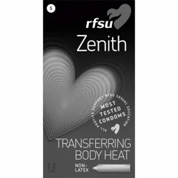RFSU Zenith TRANSFERRING BODY HEAT NON LATEX MOST TESTED CONDOMS ALL PROFITS SUPPORT RFSU SEXUAL EDUCATION – varumärkesbild för RFSU Aktiebolag