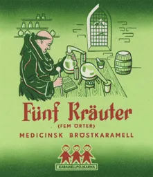 Fünf Kräuter (FEM ÖRTER) MEDICINSK BRÖSTKARAMELL KARAMELLPOJKARNA – varumärkesbild för Cloetta Sverige AB