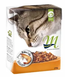 M MJAU Det svenska kattmatsköket Bitar med Räka i sås Katkarapua – varumärkesbild för Partner in Pet Food Nordics AB