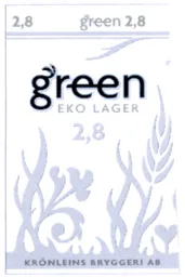 green EKO LAGER 2,8 KRÖNLEINS BRYGGERI AB 2,8 green 2,8 – varumärke, Krönleins Bryggeri Aktiebolag