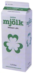 mellan mjölk fetthalt 1,5% 1,5 liter MJÖLK FRÅN SVENSKA GÅRDAR 1,5 liter mellanmjölk 1,5% SVENSK MELLANMJÖLK – varumärkesbild för Falköpings Mejeri ekonomisk förening