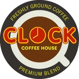 CLOCK COFFEE HOUSE FRESHLY GROUND COFFEE PREMIUM BLEND – varumärkesbild för Cafe Kramforskramen AB