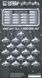 SKRAP STJÄRNA BÖRJA SPELET HÄR VINN UPP TILL 1 000 000 KR! 1 000 000:- 50 000:- INGEN VINST ... – varumärkesbild för AB Svenska Spel