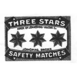 THREE STARS SAFETY MATCHES MADE BY JÖNKÖPING - VULCAN Co JÖNKÖPING, SWEDEN – varumärkesbild för Swedish Match Industries Aktiebolag
