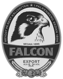 FALCON BRYGGT PÅ KÄLLVATTEN FALKENBERG SEDAN 1896 EXPORT ALK 5,2%VOL – varumärkesbild för Carlsberg Sverige Aktiebolag