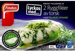 Findus Lyckas med... PERFEKT TILLAGNING AV 2 Ryggfiléer av torsk med Nordiskt örtsmör – varumärkesbild för Findus Sverige Aktiebolag