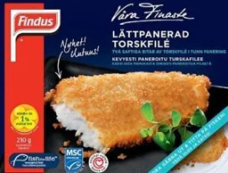 Findus Våra Finaste Lättpanerad Torskfilé – varumärkesbild för Findus Sverige Aktiebolag
