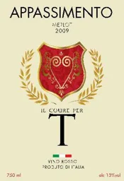 APPASIMENTO IL COURE PER T MERLOT 2009 VINO ROSSO PRODUTO DI ITALIA 750 ml alc 13%vol – varumärkesbild för TEJA Capital AB