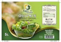 OLIVMIX GENUINE ORIGINAL 5L Rapson Sweden Konsumentkontakt: Rapson Sweden AB Dåntorpsvägen 33 136 50 Jordbro Mobil: 0046-720217426 – varumärkesbild för Tolek AB