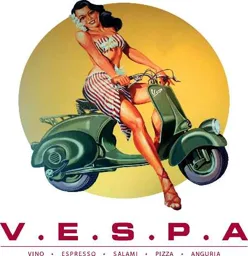 V.E.S.P.A. VINO ESPRESSO SALAMI PIZZA ANGURIA – varumärkesbild för Mondolfi Stockholm AB