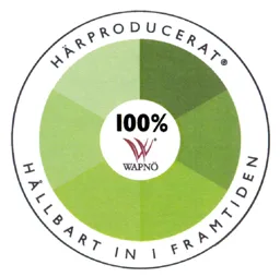 100% WAPNÖ HÄRPRODUCERAT HÅLLBART IN I FRAMTIDEN – varumärkesbild för Wapnö AB