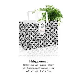 Helggourmet Bokning av påse sker på hemmagastronomi.se eller på telefon – varumärkesbild för Hemma Gastronomi i Luleå AB