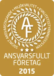 AF ANSVARSFULLT FÖRETAG 2015 SOCIALT ANSVARSTAGANDE MILJÖKVALITET KVALITETSSTYRNINGSSYSTEM – varumärke, 3HF Response AB