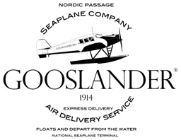 Nordic passage seaplane company Gooslander 1914 express delivery air delivery service Floats and depart from the water National seaplane terminal – varumärkesbild för Gooslander AB