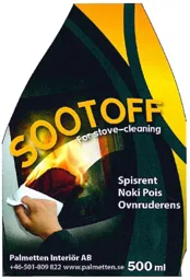 SOOT OFF For stove-cleaning Spisrent Noki Pois Ovnruderens 500 ml Palmetten Interiör AB +46-501-809 822 www.palmetten.se – varumärkesbild för Slutplattan SOJRO 122152 AB