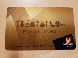 Malmö City Presentkort 4089 6309 7807 9580 Expires End 07/21 – varumärkesbild för Malmö Citysamverkan Service AB