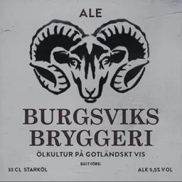 BURGSVIKS BRYGGERI ALE ÖLKULTUR PÅ GOTLÄNDSKT VIS 33 CL STARKÖL ALK 5,5 VOL BÄST FÖRE: – varumärkesbild för Burgsviks Bryggeri AB
