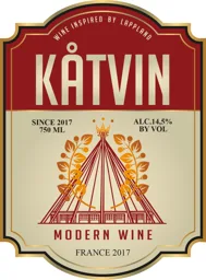 KÅTVIN WINE INSPIRED BY LAPPLAND. SINCE 2017, 750ML ALC. 14,5% BY VOL MODERN WINE FRANCE 2017 – varumärkesbild för Norrlandsbryggarna AB