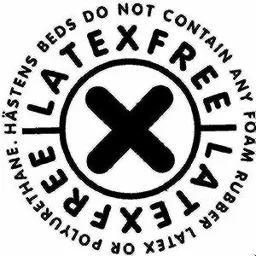 X LATEXFREE LATEXFREE HÄSTENS BEDS DO NOT CONTAIN ANY FOAM RUBBER LATEX OR POLYURETHANE. – varumärkesbild för Hästens Sängar Aktiebolag