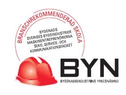 BYN BYGGNADSINDUSTRINS YRKESNÄMND BYGGNADS SVERIGES BYGGINDUSTRIER MASKINENTREPRENÖRERNA SEKO, SERVICE- OCH KOMMUNIKATIONSFACKET BRANSCHREKOMMENDERAD SKOLA – varumärke, BYGGBRANSCHENS YRKESNÄMND
