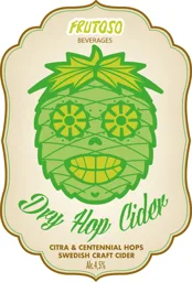 Dry Hop Cider FRUTOSO BEVERAGES CITRA & CENTENNIAL HOPS SWEDISH CRAFT CIDER Alc.4,5% – varumärkesbild för 247 Mobility AB