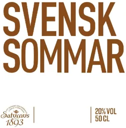 SVENSK SOMMAR Saturnus ANNO 1893 ETT SKÅNSKT DRYCKESBOLAG I FJÄRDE GENERATIONEN 20% VOL 50 CL – varumärke, Saturnus Varumärkes AB