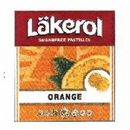 LÄKEROL SUGARFREE PASTILLES ORANGE – varumärkesbild för Cloetta Sverige AB