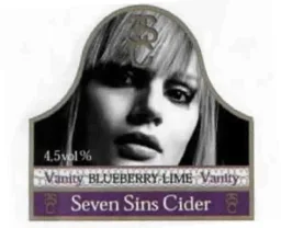 SSC 4 5 VOL% Vanity BLUEBERRY-LIME Vanity Seven Sins Cider – varumärkesbild för Aktiebolaget Åbro Bryggeri