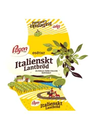 Pågen OSÖTAT ITALIENSKT LANTBRÖD OLIVOLJA FRÅN ITALIEN HAVSSALT – varumärkesbild för Pågen Trademark Aktiebolag