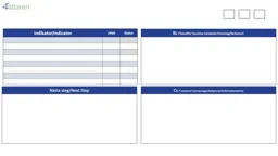4Fältaren Indikator/Indicator Utfall Status Bs ("benefits"/positiva händelser/framsteg/lärdomar) Nästa steg/Next step Cs ("concerns"/utmaningar/bekymmer/informationsbrist) – varumärkesbild för enindo Management AB