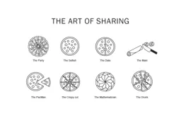 THE ART OF SHARING The Party The Selfish The Date The Maki The PacMan The Crispy cut The Mathematician The Drunk – varumärkesbild för Crispy Pizza Bistro Sthlm AB