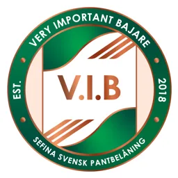 V.I.B VERY IMPORTANT BAJARE  EST. 2018 SEFINA SVENSK PANTBELÅNING – varumärkesbild för Sefina Svensk Pantbelåning Aktiebolag
