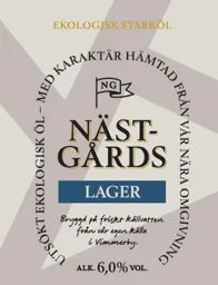 EKOLOGISK STARKÖL UTSÖKT EKOLOGISK ÖL MED KARAKTÄR HÄMTAD FRÅN VÅR NÄRA OMGIVNING NG NÄSTGÅRDS LAGER Bryggd på friskt källvatten från vår egen källa i Vimmerby. ALK. 6,0 % VOL. – varumärke, Aktiebolaget Åbro Bryggeri