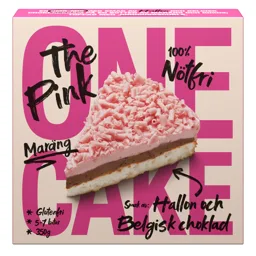 ONE CAKE The Pink Maräng 100% Nötfri Glutenfri 5-7 bitar 350g Smak av: Hallon och Belgisk choklad – varumärkesbild för One Cake Sverige AB