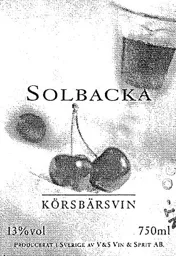 SOLBACKA KÖRSBÄRSVIN PRODUCERAT I SVERIGE AV V&S VIN & SPRIT AB – varumärke, The Absolut Company Aktiebolag