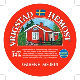 VRIGSTAD HEMOST GÄSENE MEJERI MJÖLK FRÅN SVERIGE FETTHALT 34 % Vrigstad Hemost är hantverksmässigt tillverkad enligt ett unikt gammalt recept. Smaken är syrlig med tydlig gräddighet och behaglig sälta. Känslan är len och eftersmaken lång och god. – varumärke, Gäsene Mejeriförening Ekonomisk förening