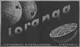 Loranga APOTEKARNES MINERALVATTENS STOCKHOLM – varumärkesbild för Krönleins Bryggeri Aktiebolag