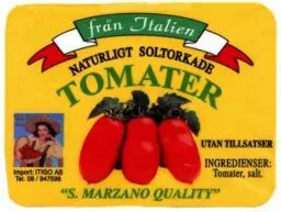 "La Gustosa" Import: ITIGO AB från Italien NATURLIGT SOLTORKADE TOMATER S. MARZANO QUALITY – varumärkesbild för LdL International AB