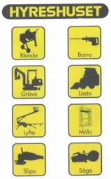HYRESHUSET Blanda Borra Gräva Lasta Lyfta Måla Slipa Såga – varumärkesbild för Maltes Maskinpool Aktiebolag