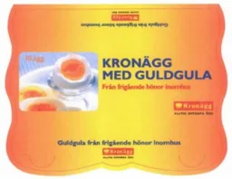 KRONÄGG MED GULDGULA Från frigående hönor inomhus Kronägg ALLTID SVENSKA ÄGG – varumärkesbild för Kronägg AB